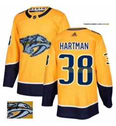 Mens Adidas Nashville Predators 38 Ryan Hartman Authentic Gold Fashion Gold NHL Jersey 