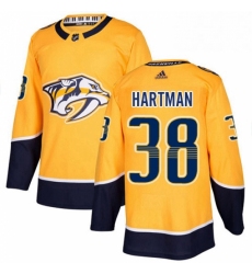 Mens Adidas Nashville Predators 38 Ryan Hartman Authentic Gold Home NHL Jers 