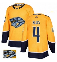 Mens Adidas Nashville Predators 4 Ryan Ellis Authentic Gold Fashion Gold NHL Jersey 