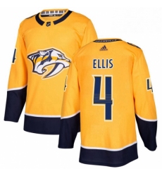 Mens Adidas Nashville Predators 4 Ryan Ellis Authentic Gold Home NHL Jersey 