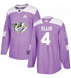 Mens Adidas Nashville Predators 4 Ryan Ellis Authentic Purple Fights Cancer Practice NHL Jersey 