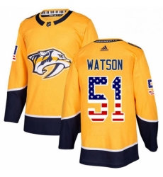 Mens Adidas Nashville Predators 51 Austin Watson Authentic Gold USA Flag Fashion NHL Jersey 