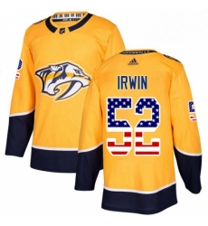 Mens Adidas Nashville Predators 52 Matt Irwin Authentic Gold USA Flag Fashion NHL Jersey 