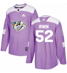 Mens Adidas Nashville Predators 52 Matt Irwin Authentic Purple Fights Cancer Practice NHL Jersey 