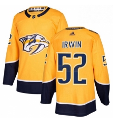 Mens Adidas Nashville Predators 52 Matt Irwin Premier Gold Home NHL Jersey 