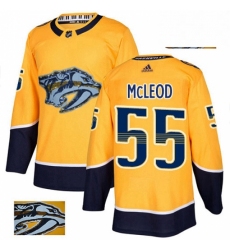 Mens Adidas Nashville Predators 55 Cody McLeod Authentic Gold Fashion Gold NHL Jersey 