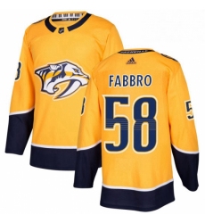Mens Adidas Nashville Predators 58 Dante Fabbro Authentic Gold Home NHL Jersey 