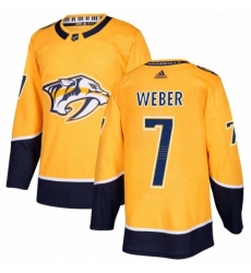 Mens Adidas Nashville Predators 7 Yannick Weber Authentic Gold Home NHL Jersey 