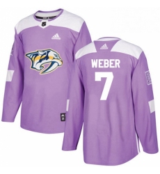 Mens Adidas Nashville Predators 7 Yannick Weber Authentic Purple Fights Cancer Practice NHL Jersey 