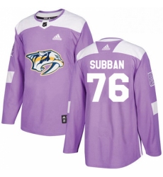 Mens Adidas Nashville Predators 76 PK Subban Authentic Purple Fights Cancer Practice NHL Jersey 
