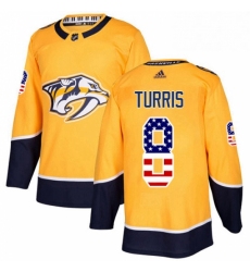 Mens Adidas Nashville Predators 8 Kyle Turris Authentic Gold USA Flag Fashion NHL Jersey 