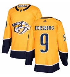 Mens Adidas Nashville Predators 9 Filip Forsberg Authentic Gold Home NHL Jersey 