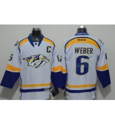 Nashville Predators #6 Shea Weber White Road Stitched NHL Jersey