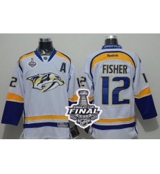 Predators #12 Mike Fisher White Road 2017 Stanley Cup Final Patch Stitched NHL Jersey