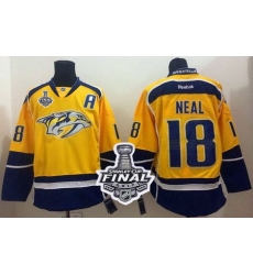 Predators #18 James Neal Yellow Home 2017 Stanley Cup Final Patch Stitched NHL Jersey