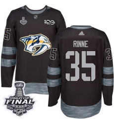 Predators #35 Pekka Rinne Black 1917 2017 100th Anniversary Stanley Cup Final Patch Stitched NHL Jersey