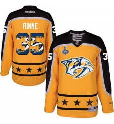 Predators #35 Pekka Rinne Yellow 2017 Stanley Cup Team Logo Fashion Stitched NHL Jersey