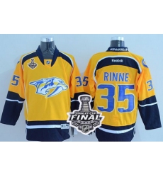 Predators #35 Pekka Rinne Yellow Home 2017 Stanley Cup Final Patch Stitched NHL Jersey
