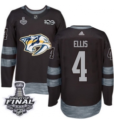 Predators #4 Ryan Ellis Black 1917 2017 100th Anniversary 2017 Stanley Cup Final Patch Stitched NHL Jersey