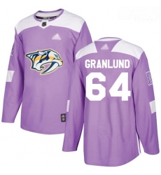 Predators #64 Mikael Granlund Purple Authentic Fights Cancer Stitched Hockey Jersey