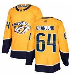 Predators #64 Mikael Granlund Yellow Home Authentic Stitched Hockey Jersey