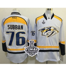 Predators #76 P K Subban White Road 2017 Stanley Cup Final Patch Stitched NHL Jersey