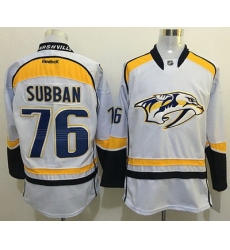 Predators #76 P K Subban White Road Stitched NHL Jersey