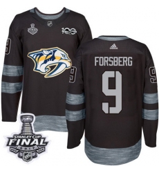 Predators #9 Filip Forsberg Black 1917 2017 100th Anniversary Stanley Cup Final Patch Stitched NHL Jersey