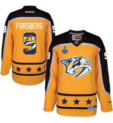 Predators #9 Filip Forsberg Yellow 2017 Stanley Cup Team Logo Fashion Stitched NHL Jersey