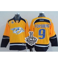 Predators #9 Filip Forsberg Yellow Home 2017 Stanley Cup Final Patch Stitched NHL Jersey