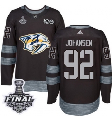 Predators #92 Ryan Johansen Black 1917 2017 100th Anniversary Stanley Cup Final Patch Stitched NHL Jersey