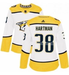 Womens Adidas Nashville Predators 38 Ryan Hartman Authentic White Away NHL Jersey 