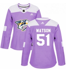 Womens Adidas Nashville Predators 51 Austin Watson Authentic Purple Fights Cancer Practice NHL Jersey 