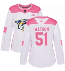 Womens Adidas Nashville Predators 51 Austin Watson Authentic WhitePink Fashion NHL Jersey 