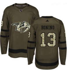 Youth Adidas Nashville Predators 13 Nick Bonino Authentic Green Salute to Service NHL Jersey 