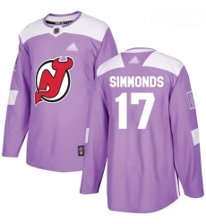 Devils #17 Wayne Simmonds Purple Authentic Fights Cancer Stitched Hockey Jersey
