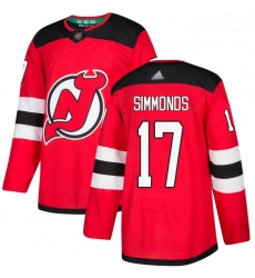 Devils #17 Wayne Simmonds Red Home Authentic Stitched Hockey Jersey
