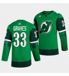 Men New jerseyy Devils 33 Ryan Graves Green Warm Up St Patricks Day Stitched jersey