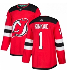Mens Adidas New Jersey Devils 1 Keith Kinkaid Authentic Red Home NHL Jersey 