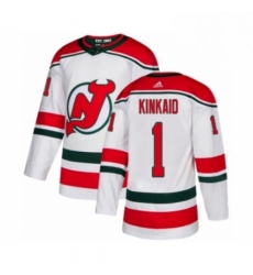 Mens Adidas New Jersey Devils 1 Keith Kinkaid Authentic White Alternate NHL Jersey 