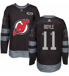 Mens Adidas New Jersey Devils 11 Brian Boyle Authentic Black 1917 2017 100th Anniversary NHL Jersey 