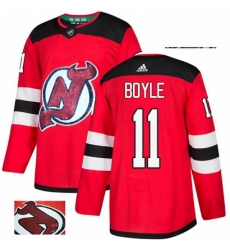 Mens Adidas New Jersey Devils 11 Brian Boyle Authentic Red Fashion Gold NHL Jersey 