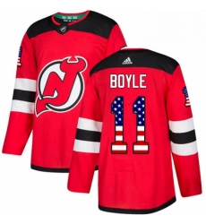 Mens Adidas New Jersey Devils 11 Brian Boyle Authentic Red USA Flag Fashion NHL Jersey 