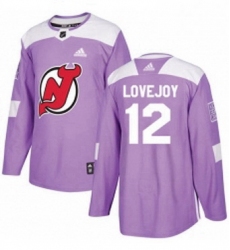 Mens Adidas New Jersey Devils 12 Ben Lovejoy Authentic Purple Fights Cancer Practice NHL Jersey 