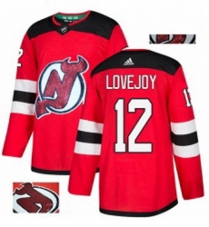 Mens Adidas New Jersey Devils 12 Ben Lovejoy Authentic Red Fashion Gold NHL Jersey 