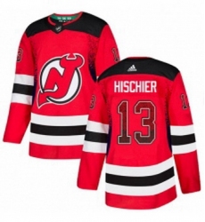 Mens Adidas New Jersey Devils 13 Nico Hischier Authentic Red Drift Fashion NHL Jersey 