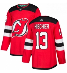 Mens Adidas New Jersey Devils 13 Nico Hischier Authentic Red Home NHL Jersey 