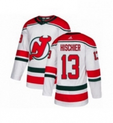 Mens Adidas New Jersey Devils 13 Nico Hischier Authentic White Alternate NHL Jersey 