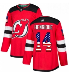 Mens Adidas New Jersey Devils 14 Adam Henrique Authentic Red USA Flag Fashion NHL Jersey 
