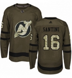 Mens Adidas New Jersey Devils 16 Steve Santini Authentic Green Salute to Service NHL Jersey 
